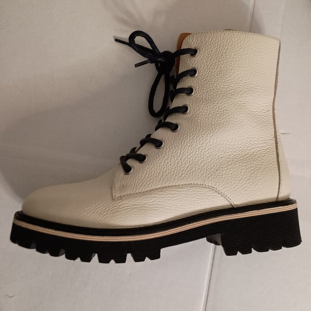 M Gemi Benedetta Leather Combat Boots Sand Beige Women’s Size 6.5 Like New - Picture 12 of 16